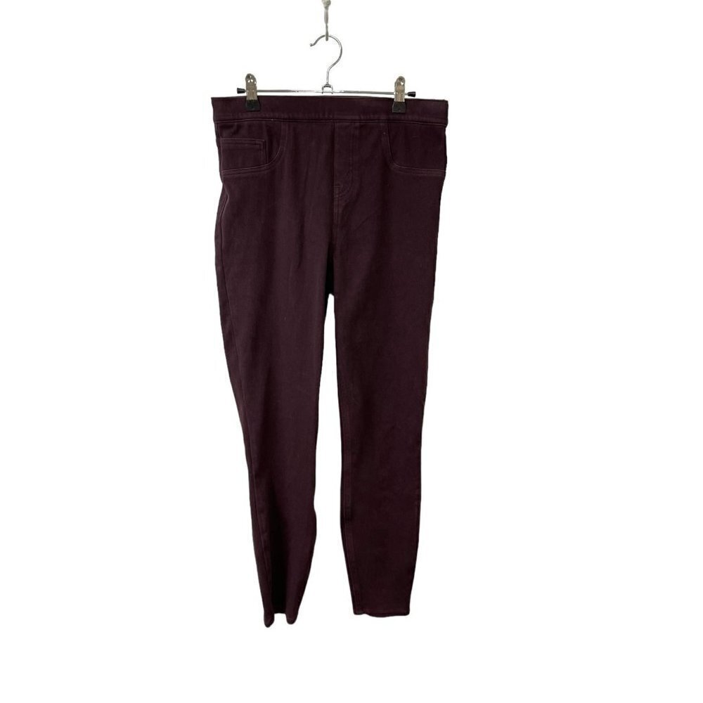 Spanx Women's Wine Maroon Pullover Jeggings Pockets Stretch Shaping Size Large